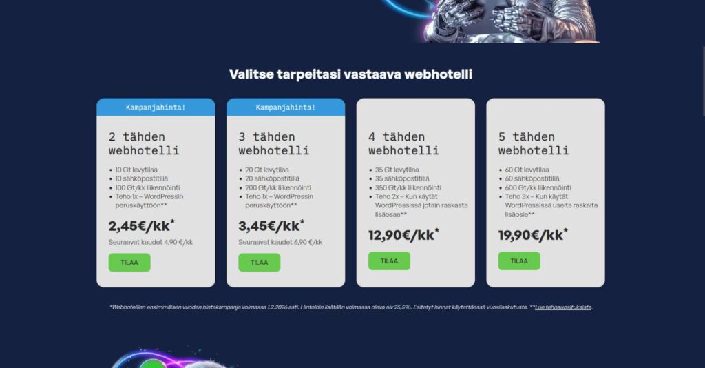 Domainhotellin webhotellit vuonna 2026